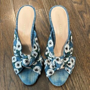 Loeffler Randall Blue and White Floral Mules